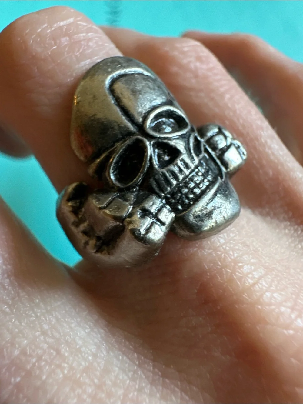 Vintage Untested Skull Open Back Ring 7.5